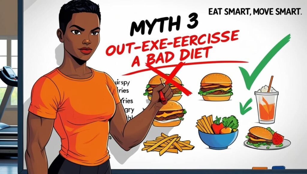 Feeling lost in your workout? 19 Fitness myths explained 17 Myth #3 — “Out-Exercise a Bad Diet” 🍔➡️🏋️