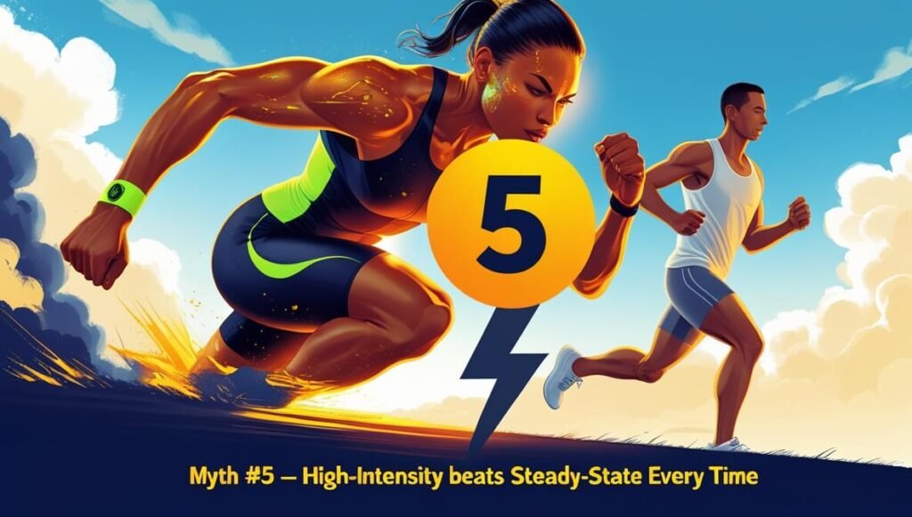 Feeling lost in your workout? 19 Fitness myths explained 15 Myth #5 — “High-Intensity Beats Steady-State Every Time” ⚡
