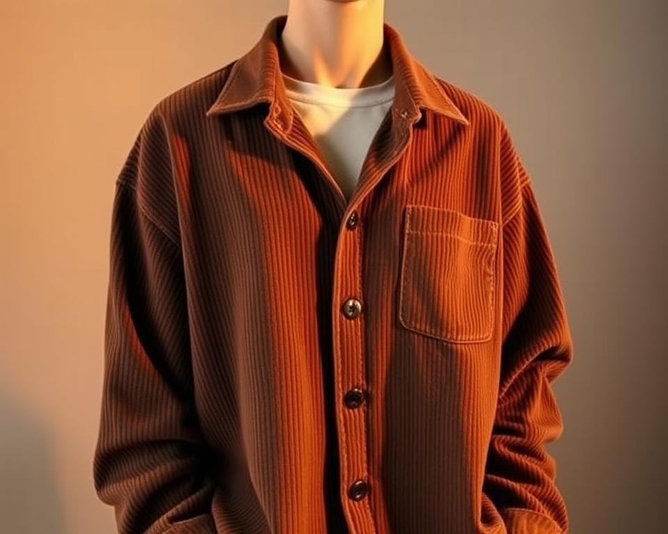 Loose fit heavyweight corduroy jersey-lined long-sleeve shirt