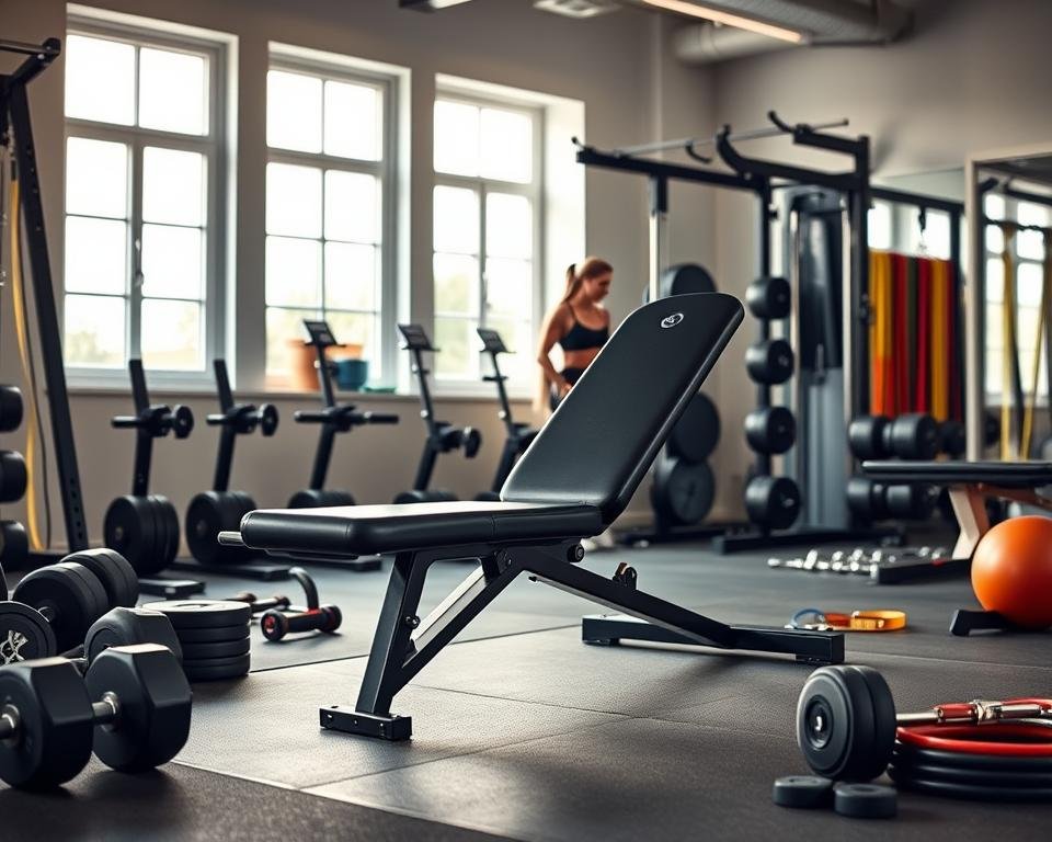 Weight bench with leg extension and arm curl