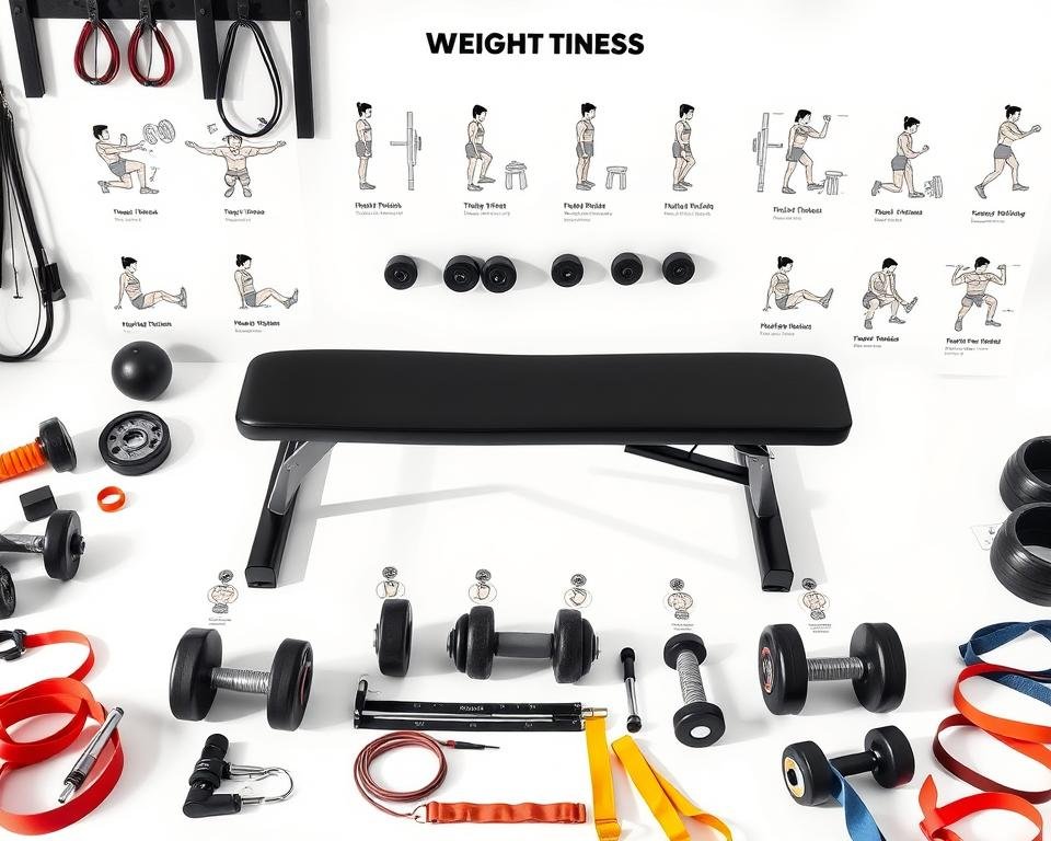Weight bench exercises poster