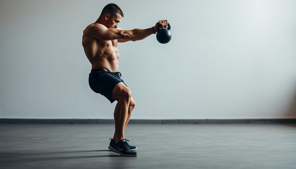 A muscular athlete performing a dynamic mobility exercise, such as a kettlebell windmill or a deep bodyweight squat, in a well-lit, minimalist gym setting. The figure is positioned in the foreground, showcasing the range of motion and fluidity of their movements. The middle ground features a smooth, polished concrete floor and a clean, neutral-toned wall, allowing the subject to stand out. The background is subtly blurred, creating a sense of depth and focus on the central figure. The overall mood is one of power, control, and the seamless integration of mobility and strength. A muscular athlete performing a dynamic mobility exercise, such as a kettlebell windmill or a deep bodyweight squat, in a well-lit, minimalist gym setting. The figure is positioned in the foreground, showcasing the range of motion and fluidity of their movements. The middle ground features a smooth, polished concrete floor and a clean, neutral-toned wall, allowing the subject to stand out. The background is subtly blurred, creating a sense of depth and focus on the central figure. The overall mood is one of power, control, and the seamless integration of mobility and strength.