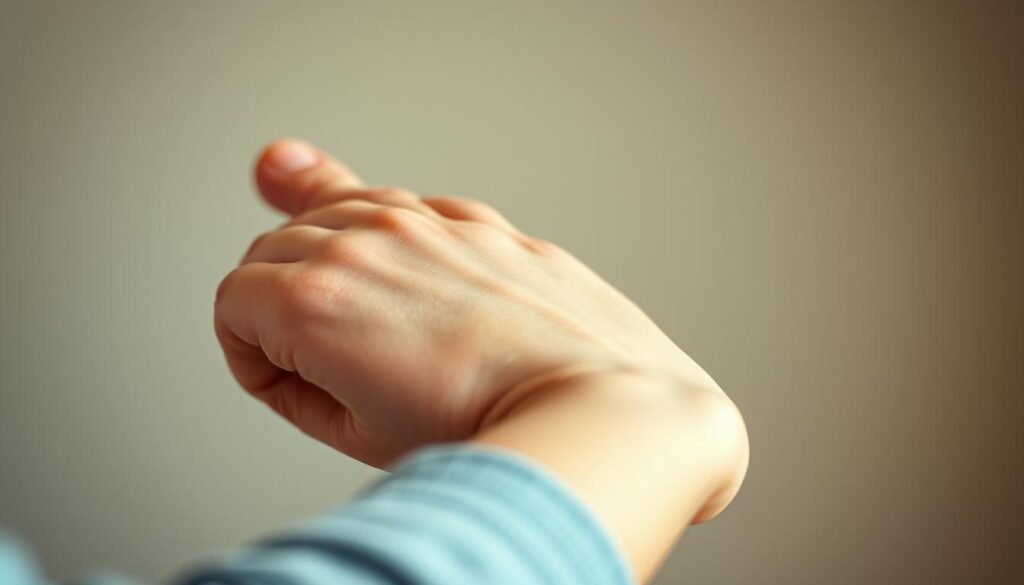 A person's hand gently tapping on their forearm, fingers lightly tracing the meridian points along the skin. The tapping is performed with a focused, meditative expression, the movement slow and deliberate. The background is out of focus, creating a serene, calming atmosphere. The lighting is soft and diffused, highlighting the gentle texture of the skin. The image captures the essence of the EFT (Emotional Freedom Techniques) tapping practice, a therapeutic technique used to alleviate stress and promote emotional well-being. A person's hand gently tapping on their forearm, fingers lightly tracing the meridian points along the skin. The tapping is performed with a focused, meditative expression, the movement slow and deliberate. The background is out of focus, creating a serene, calming atmosphere. The lighting is soft and diffused, highlighting the gentle texture of the skin. The image captures the essence of the EFT (Emotional Freedom Techniques) tapping practice, a therapeutic technique used to alleviate stress and promote emotional well-being.