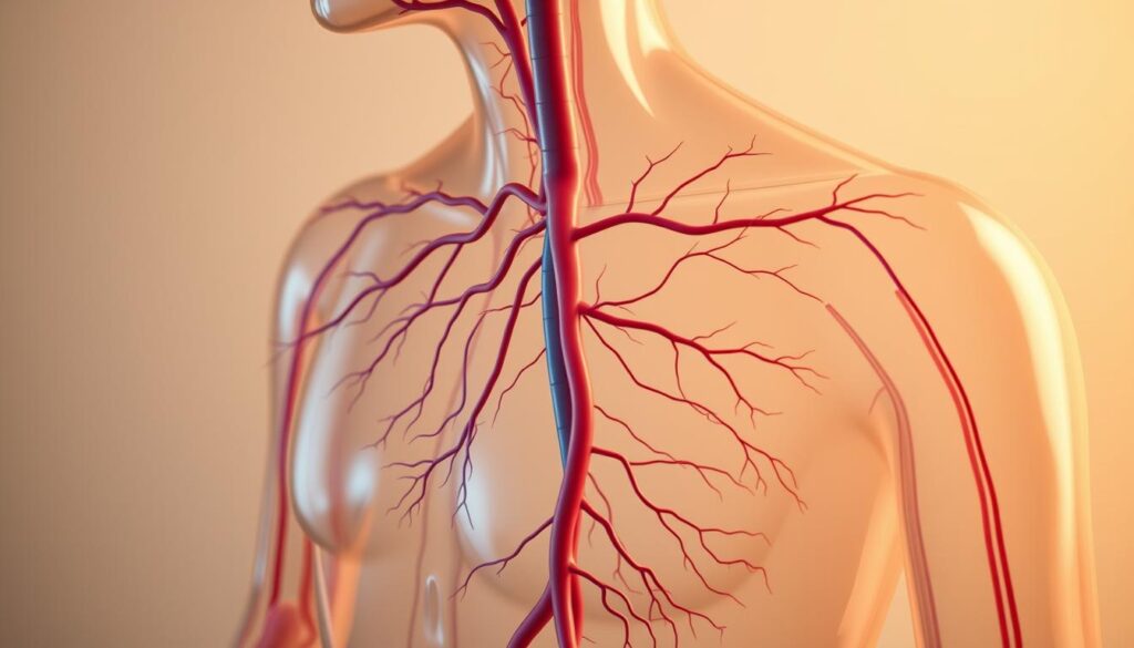 a highly detailed anatomical illustration of the human lymphatic system, focusing on the key lymphatic drainage pathways and vessels, rendered in a scientific and educational style with accurate anatomical details, using a warm, muted color palette, with a clean, minimalist background to emphasize the subject matter, lit from the side to create depth and dimension, shot with a macro lens to capture intricate details, presented from a neutral, objective perspective to convey the functional aspects of the lymphatic system a highly detailed anatomical illustration of the human lymphatic system, focusing on the key lymphatic drainage pathways and vessels, rendered in a scientific and educational style with accurate anatomical details, using a warm, muted color palette, with a clean, minimalist background to emphasize the subject matter, lit from the side to create depth and dimension, shot with a macro lens to capture intricate details, presented from a neutral, objective perspective to convey the functional aspects of the lymphatic system