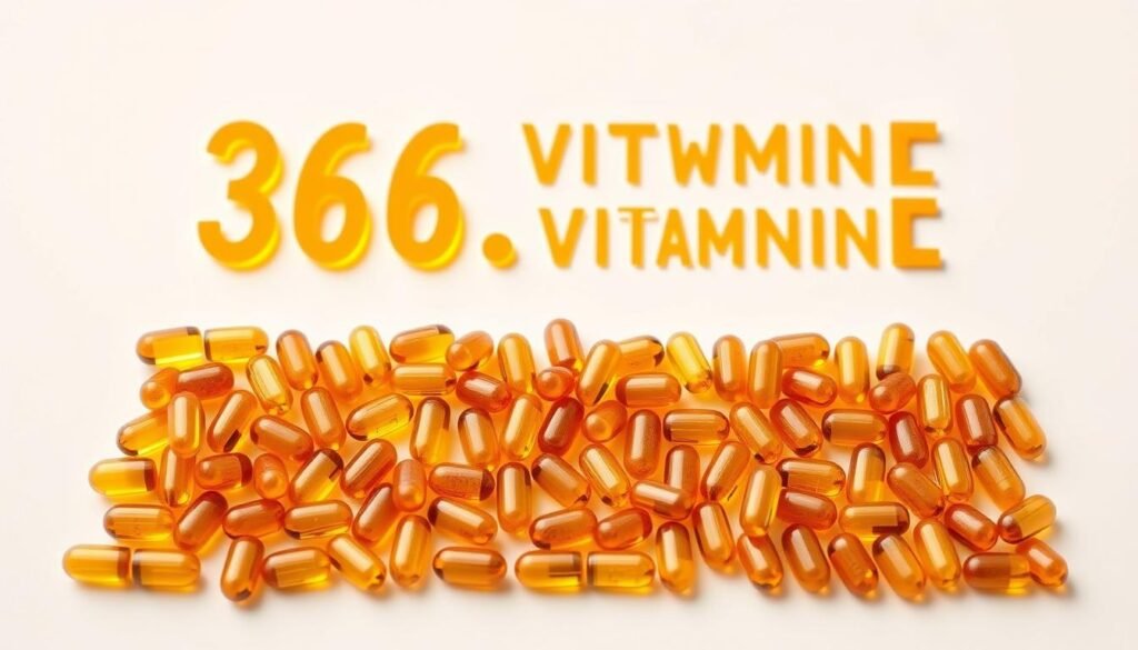 A carefully arranged still life composition depicting 365 whole Vitamin E supplements against a clean, bright background. The supplements are neatly displayed in rows, showcasing their natural, unprocessed appearance. Soft, diffused lighting illuminates the capsules, highlighting their rich, golden hue and creating a sense of quality and authenticity. The scene conveys a message of wellness, wholeness, and the versatility of natural, plant-based nutrition options available at Whole Foods Market. A carefully arranged still life composition depicting 365 whole Vitamin E supplements against a clean, bright background. The supplements are neatly displayed in rows, showcasing their natural, unprocessed appearance. Soft, diffused lighting illuminates the capsules, highlighting their rich, golden hue and creating a sense of quality and authenticity. The scene conveys a message of wellness, wholeness, and the versatility of natural, plant-based nutrition options available at Whole Foods Market.