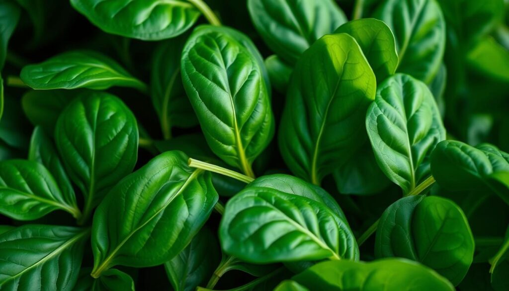 A crisp, vibrant close-up of freshly picked spinach leaves, arranged in a natural, organic composition. The leaves are a deep, healthy green, with delicate veins and a slight sheen, illuminated by soft, natural lighting from the side. The spinach is the clear focal point, filling the frame and commanding attention, with a clean, uncluttered background that allows the nutritious greens to shine. The overall mood is one of vitality, emphasizing the inherent goodness and superior nutritional value of this wholesome, superfood ingredient. A crisp, vibrant close-up of freshly picked spinach leaves, arranged in a natural, organic composition. The leaves are a deep, healthy green, with delicate veins and a slight sheen, illuminated by soft, natural lighting from the side. The spinach is the clear focal point, filling the frame and commanding attention, with a clean, uncluttered background that allows the nutritious greens to shine. The overall mood is one of vitality, emphasizing the inherent goodness and superior nutritional value of this wholesome, superfood ingredient.
