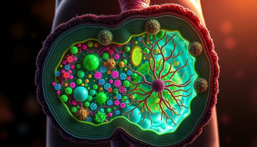 A detailed cross-section of a healthy sea moss gut, showcasing its intricate immune system. The foreground depicts the mucous lining and microvilli, with gut-associated lymphoid tissue and immune cells in vibrant colors. The middle ground reveals the lamina propria and submucosa, teeming with lymph nodes and a complex network of blood vessels. In the background, the muscularis externa and serosa layers are visible, bathed in a soft, warm light that captures the delicate balance of the sea moss gut ecosystem. Rendered in a detailed, anatomical style with a touch of whimsy, this image celebrates the remarkable symbiosis between sea moss and the human body. A detailed cross-section of a healthy sea moss gut, showcasing its intricate immune system. The foreground depicts the mucous lining and microvilli, with gut-associated lymphoid tissue and immune cells in vibrant colors. The middle ground reveals the lamina propria and submucosa, teeming with lymph nodes and a complex network of blood vessels. In the background, the muscularis externa and serosa layers are visible, bathed in a soft, warm light that captures the delicate balance of the sea moss gut ecosystem. Rendered in a detailed, anatomical style with a touch of whimsy, this image celebrates the remarkable symbiosis between sea moss and the human body.
