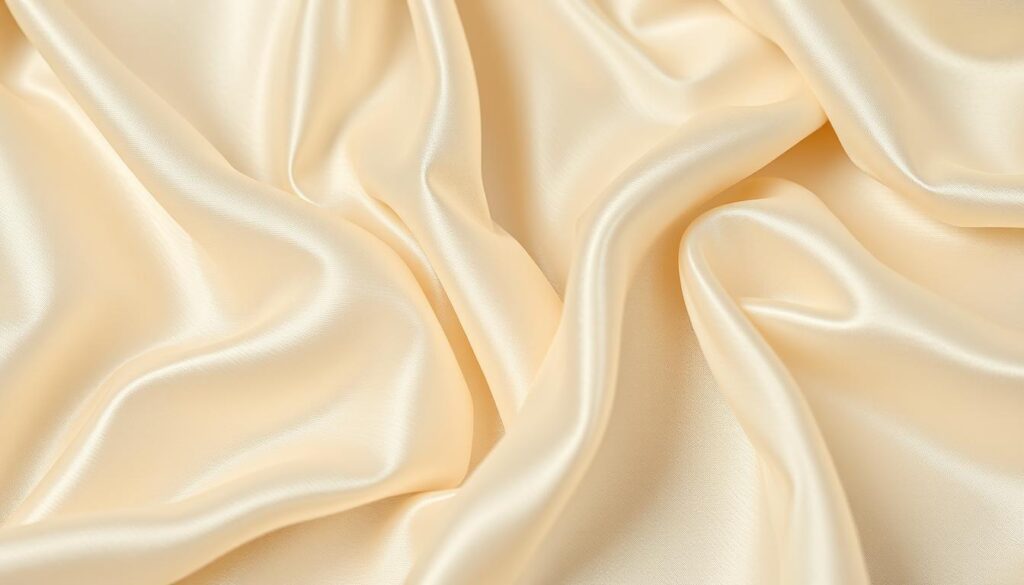 A luxurious silk fabric with a lustrous sheen, cascading in soft folds and gentle creases. The material appears smooth and supple, with a delicate, gossamer-like texture that catches the light, creating a captivating play of highlights and shadows. The silk has a muted, neutral color palette, perhaps in shades of ivory, beige, or grey, exuding a sense of refined elegance and sophistication. The composition focuses on the material itself, with a close-up perspective that allows the viewer to appreciate the intricate weave and subtle variations in the fabric. The lighting is soft and diffused, creating a warm, ambient atmosphere that enhances the natural beauty of the silk. A luxurious silk fabric with a lustrous sheen, cascading in soft folds and gentle creases. The material appears smooth and supple, with a delicate, gossamer-like texture that catches the light, creating a captivating play of highlights and shadows. The silk has a muted, neutral color palette, perhaps in shades of ivory, beige, or grey, exuding a sense of refined elegance and sophistication. The composition focuses on the material itself, with a close-up perspective that allows the viewer to appreciate the intricate weave and subtle variations in the fabric. The lighting is soft and diffused, creating a warm, ambient atmosphere that enhances the natural beauty of the silk.