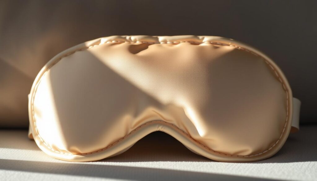 A serene, high-quality close-up shot of an Alaska bear silk sleep mask, meticulously contoured to the facial features. Soft, luxurious material with a delicate sheen, illuminated by natural, diffused lighting that casts gentle shadows. The mask is placed against a subtly blurred, muted background, allowing the product to be the focal point. Captured from a slightly elevated angle to showcase the mask's streamlined design and plush texture. Conveys a sense of comfort, relaxation, and quality that would be suitable for a product review feature. A serene, high-quality close-up shot of an Alaska bear silk sleep mask, meticulously contoured to the facial features. Soft, luxurious material with a delicate sheen, illuminated by natural, diffused lighting that casts gentle shadows. The mask is placed against a subtly blurred, muted background, allowing the product to be the focal point. Captured from a slightly elevated angle to showcase the mask's streamlined design and plush texture. Conveys a sense of comfort, relaxation, and quality that would be suitable for a product review feature.