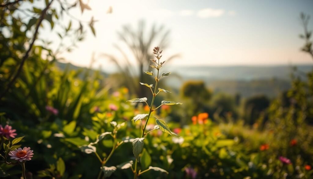 A tranquil, sun-dappled scene of a serene garden, with lush greenery and vibrant flowers in the foreground. In the center, a delicate, ethereal-looking plant with delicate leaves and soft, muted tones emerges, its natural beauty and healing properties radiating a sense of calm. In the background, a serene, picturesque landscape with rolling hills and a distant horizon, bathed in a warm, golden light. The overall atmosphere is one of serenity, natural balance, and the restorative power of the adaptogen plant, inviting the viewer to find solace and rejuvenation. A tranquil, sun-dappled scene of a serene garden, with lush greenery and vibrant flowers in the foreground. In the center, a delicate, ethereal-looking plant with delicate leaves and soft, muted tones emerges, its natural beauty and healing properties radiating a sense of calm. In the background, a serene, picturesque landscape with rolling hills and a distant horizon, bathed in a warm, golden light. The overall atmosphere is one of serenity, natural balance, and the restorative power of the adaptogen plant, inviting the viewer to find solace and rejuvenation.