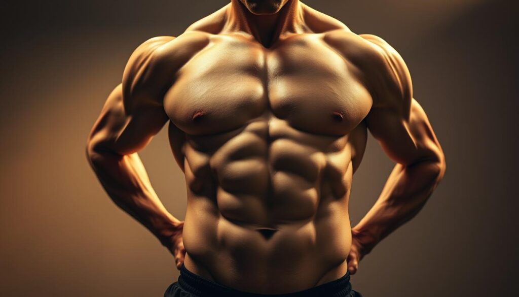 A well-defined, muscular human torso in a dynamic functional training pose, illuminated by warm, directional lighting. The core area is the focal point, showcasing the intricate abdominal and oblique muscles in high definition. The figure is captured from a low angle, conveying power and strength. The background is minimalist, with subtle textures and gradients to draw the viewer's attention to the central subject. The overall mood is one of focused intensity, reflecting the essence of a functional training warm-up. A well-defined, muscular human torso in a dynamic functional training pose, illuminated by warm, directional lighting. The core area is the focal point, showcasing the intricate abdominal and oblique muscles in high definition. The figure is captured from a low angle, conveying power and strength. The background is minimalist, with subtle textures and gradients to draw the viewer's attention to the central subject. The overall mood is one of focused intensity, reflecting the essence of a functional training warm-up.