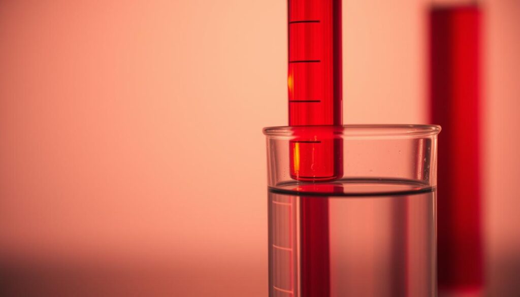A close-up view of a test tube filled with a vibrant red liquid, representing the pH scale. The liquid is backlit, creating a glowing effect that highlights the vivid crimson color. In the foreground, a glass beaker filled with a transparent buffer solution, symbolizing the body's natural pH regulation mechanisms. The scene is captured with a shallow depth of field, blurring the background to focus the viewer's attention on the central elements. Soft, diffused lighting casts a warm, scientific atmosphere, emphasizing the importance of understanding the body's pH balance. The overall composition conveys a sense of visual clarity and scientific precision, reflecting the educational nature of the subject matter. A close-up view of a test tube filled with a vibrant red liquid, representing the pH scale. The liquid is backlit, creating a glowing effect that highlights the vivid crimson color. In the foreground, a glass beaker filled with a transparent buffer solution, symbolizing the body's natural pH regulation mechanisms. The scene is captured with a shallow depth of field, blurring the background to focus the viewer's attention on the central elements. Soft, diffused lighting casts a warm, scientific atmosphere, emphasizing the importance of understanding the body's pH balance. The overall composition conveys a sense of visual clarity and scientific precision, reflecting the educational nature of the subject matter.