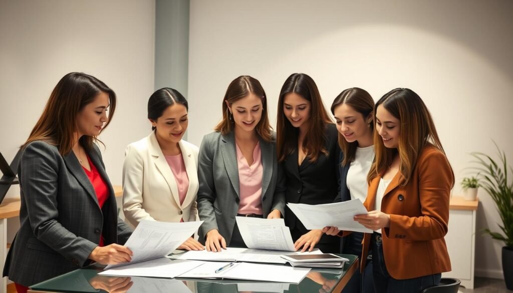 A group of professional women engaged in cost planning and budgeting, standing together in a modern office setting. The scene is well-lit with a combination of natural and artificial lighting, creating a warm and productive atmosphere. The women, dressed in business attire, are gathered around a table, reviewing financial documents and discussing strategies for managing healthcare costs and insurance coverage. Their expressions convey a sense of focused collaboration and thoughtful consideration of the topic at hand. The background features minimalist decor and clean lines, emphasizing the practical and analytical nature of their work. A group of professional women engaged in cost planning and budgeting, standing together in a modern office setting. The scene is well-lit with a combination of natural and artificial lighting, creating a warm and productive atmosphere. The women, dressed in business attire, are gathered around a table, reviewing financial documents and discussing strategies for managing healthcare costs and insurance coverage. Their expressions convey a sense of focused collaboration and thoughtful consideration of the topic at hand. The background features minimalist decor and clean lines, emphasizing the practical and analytical nature of their work.