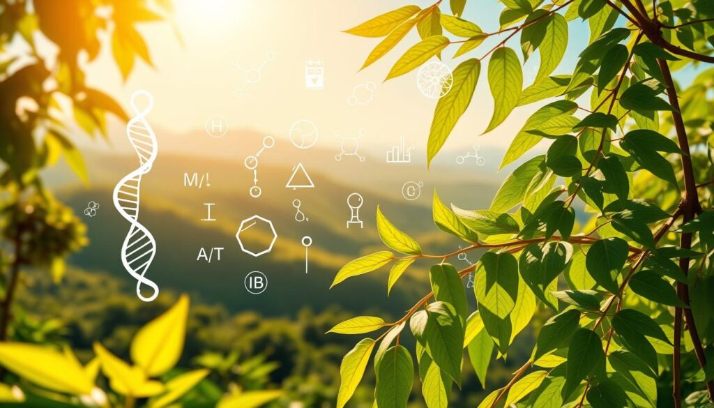 A lush, vibrant scene showcasing the bountiful health benefits of moringa. In the foreground, a cluster of moringa leaves, their vibrant green hues illuminated by warm, golden sunlight. In the middle ground, various scientific icons and symbols - a DNA helix, molecular diagrams, and icons representing vitamins, minerals, and antioxidants - hover ethereally, highlighting the scientific research backing moringa's nutritional profile. The background depicts a serene, natural landscape, with rolling hills, a clear blue sky, and a sense of harmony and balance, conveying the holistic, wellness-promoting qualities of this remarkable superfood. A lush, vibrant scene showcasing the bountiful health benefits of moringa. In the foreground, a cluster of moringa leaves, their vibrant green hues illuminated by warm, golden sunlight. In the middle ground, various scientific icons and symbols - a DNA helix, molecular diagrams, and icons representing vitamins, minerals, and antioxidants - hover ethereally, highlighting the scientific research backing moringa's nutritional profile. The background depicts a serene, natural landscape, with rolling hills, a clear blue sky, and a sense of harmony and balance, conveying the holistic, wellness-promoting qualities of this remarkable superfood.