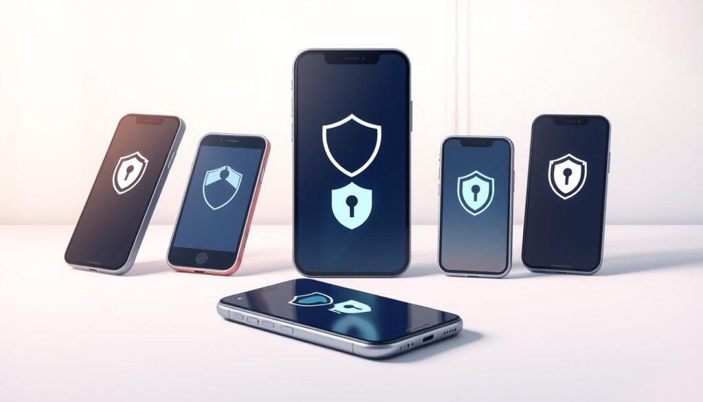 A meticulously designed illustration depicting several smartphones with privacy-focused app icons, arranged in a sleek, minimalist layout against a soft, hazy background. The devices are rendered with a high level of detail, showcasing their modern, stylized designs. The app icons convey a sense of security and trust, highlighted by a clean, visually striking color palette. The overall composition is both aesthetically pleasing and informative, drawing the viewer's attention to the topic of privacy-focused mobile applications. A meticulously designed illustration depicting several smartphones with privacy-focused app icons, arranged in a sleek, minimalist layout against a soft, hazy background. The devices are rendered with a high level of detail, showcasing their modern, stylized designs. The app icons convey a sense of security and trust, highlighted by a clean, visually striking color palette. The overall composition is both aesthetically pleasing and informative, drawing the viewer's attention to the topic of privacy-focused mobile applications.