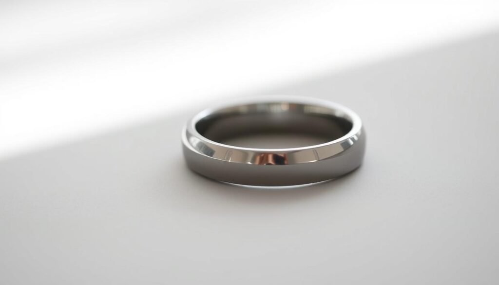 A sleek, modern close-up shot of the Oura smart ring, meticulously detailed and illuminated by soft, natural lighting. The ring's titanium surface gleams, its minimalist design highlighted against a clean, minimalist background. The camera angle emphasizes the ring's elegant curves and thoughtful engineering, inviting the viewer to appreciate its sophisticated, understated aesthetic. This image captures the essence of the Oura ring - a discreet, high-tech wearable that seamlessly blends form and function, perfectly suited to illustrate a section on using such devices to optimize sleep and wellness. A sleek, modern close-up shot of the Oura smart ring, meticulously detailed and illuminated by soft, natural lighting. The ring's titanium surface gleams, its minimalist design highlighted against a clean, minimalist background. The camera angle emphasizes the ring's elegant curves and thoughtful engineering, inviting the viewer to appreciate its sophisticated, understated aesthetic. This image captures the essence of the Oura ring - a discreet, high-tech wearable that seamlessly blends form and function, perfectly suited to illustrate a section on using such devices to optimize sleep and wellness.