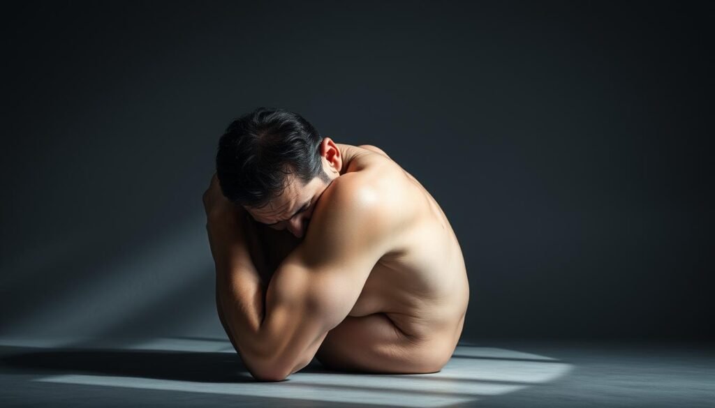 A tightly coiled body, face etched with tension, shoulders hunched, brow furrowed in a pained expression. Rays of harsh, stark lighting from above cast dramatic shadows, heightening the sense of stress and strain. The figure occupies a sparse, minimalist background, devoid of distractions, with muted shades of gray and slate. A sense of isolation and overwhelming pressure permeates the scene, capturing the essence of the "More Targeted Options Backed by Traditional Use and Research" section. A tightly coiled body, face etched with tension, shoulders hunched, brow furrowed in a pained expression. Rays of harsh, stark lighting from above cast dramatic shadows, heightening the sense of stress and strain. The figure occupies a sparse, minimalist background, devoid of distractions, with muted shades of gray and slate. A sense of isolation and overwhelming pressure permeates the scene, capturing the essence of the "More Targeted Options Backed by Traditional Use and Research" section.