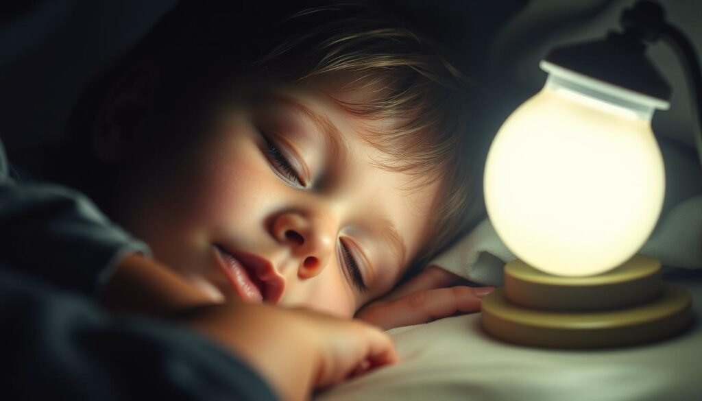 A young child sleeping peacefully, their face illuminated by the soft glow of a nightlight. The room is dimly lit, with shadows casting a serene atmosphere. The child's expression is calm, their features relaxed, suggesting the calming effects of melatonin. The scene evokes a sense of safety and comfort, emphasizing the need for caution when using melatonin, especially in special populations like children. A young child sleeping peacefully, their face illuminated by the soft glow of a nightlight. The room is dimly lit, with shadows casting a serene atmosphere. The child's expression is calm, their features relaxed, suggesting the calming effects of melatonin. The scene evokes a sense of safety and comfort, emphasizing the need for caution when using melatonin, especially in special populations like children.