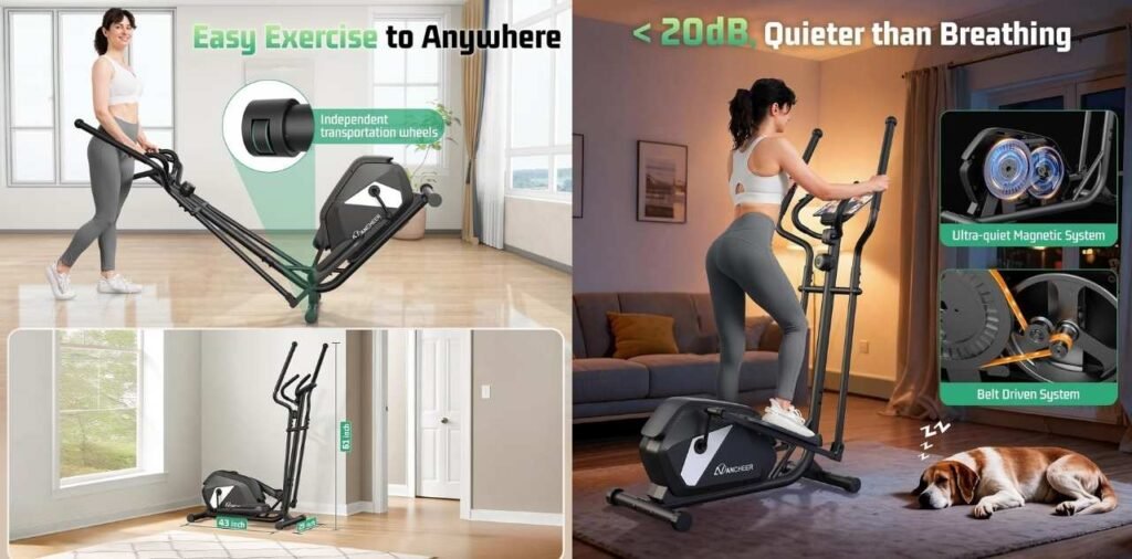 Best Elliptical for Home Without Wasting Money 6 ANCHEER Elliptical Exercise Machine, 14 Levels Resistance, 15 Stride